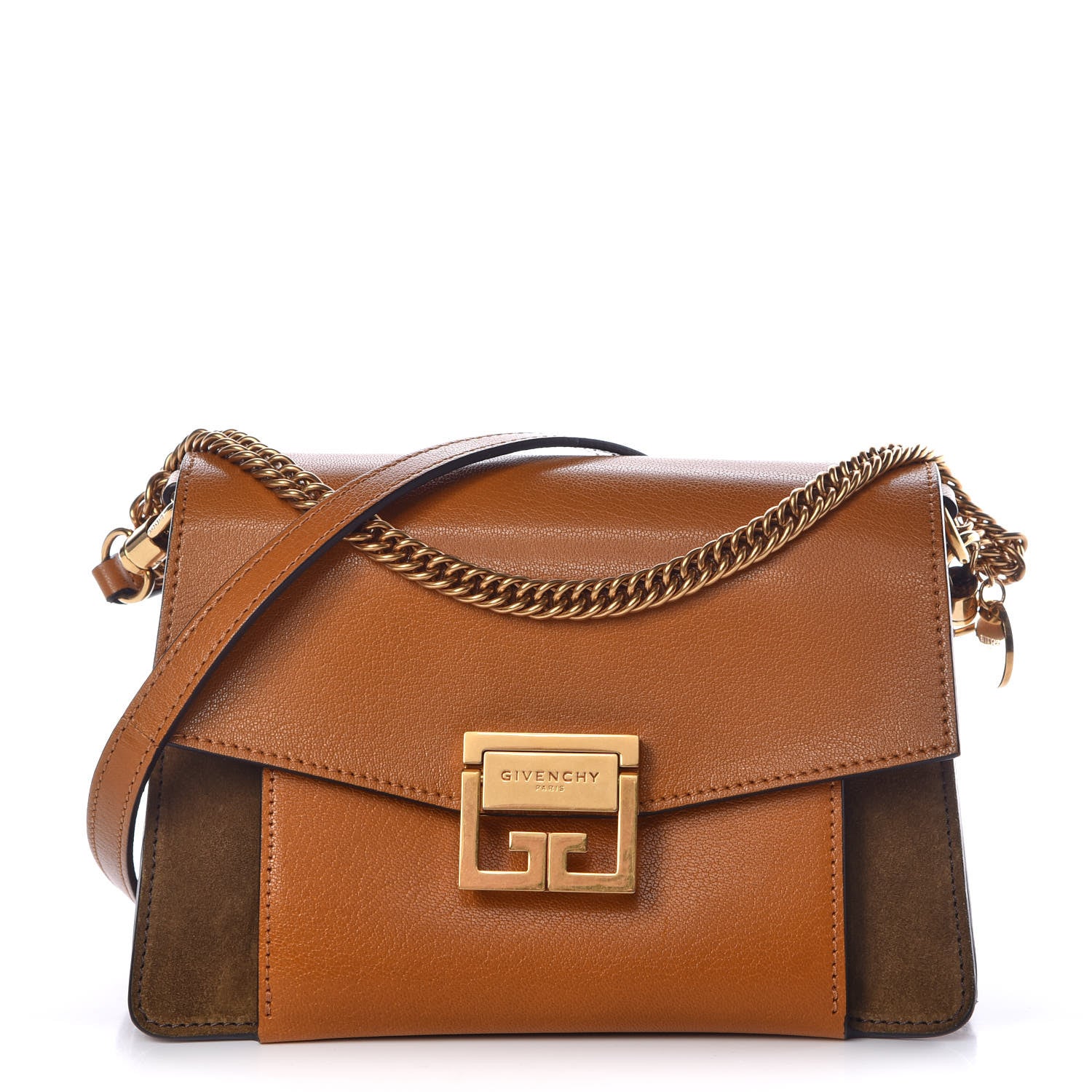 Givenchy Goatskin Suede Small GV3 Shoulder Bag Amber Mastic 1 of 9