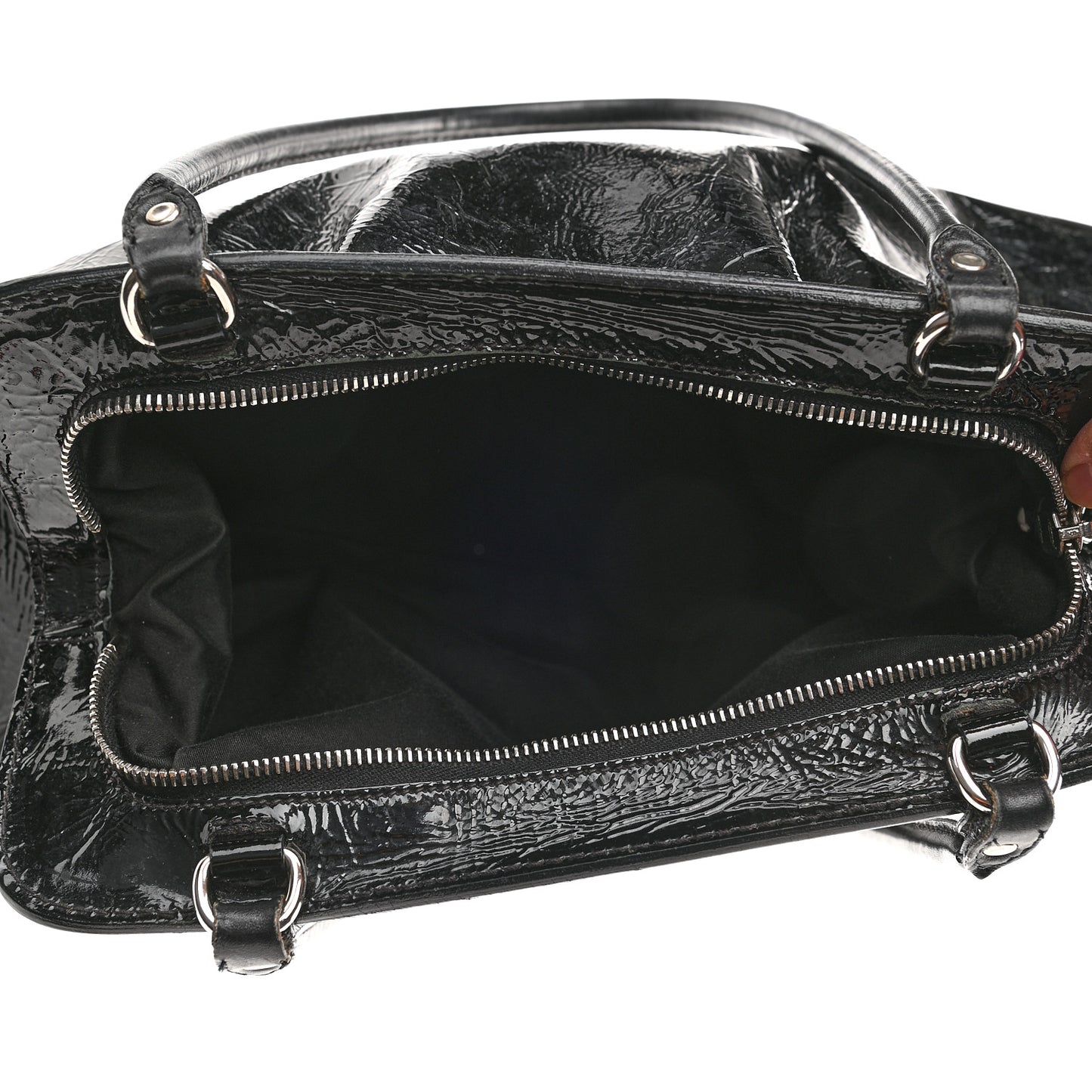 Vitello Shine Top Handle Bag Black