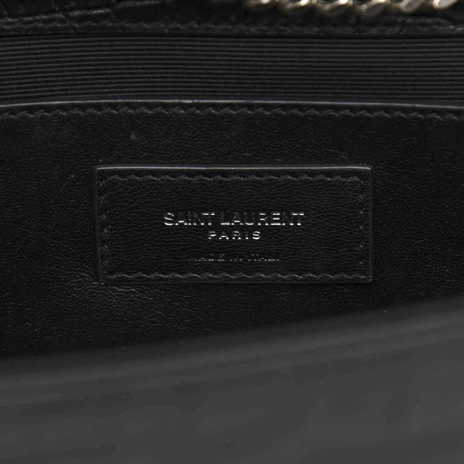 Saint Laurent Calfskin Crocodile Embossed Medium Classic Monogram Kate Tassel Satchel Black 6 of 10