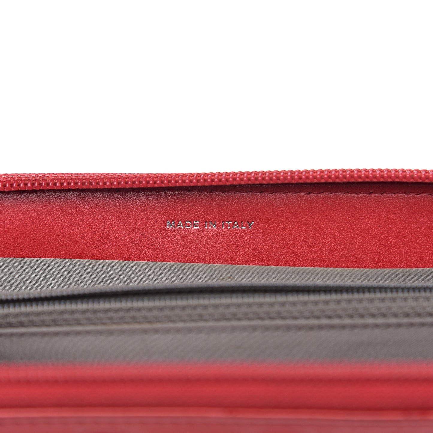Patent Calfskin Lucky Symbols Zip Around Wallet Red