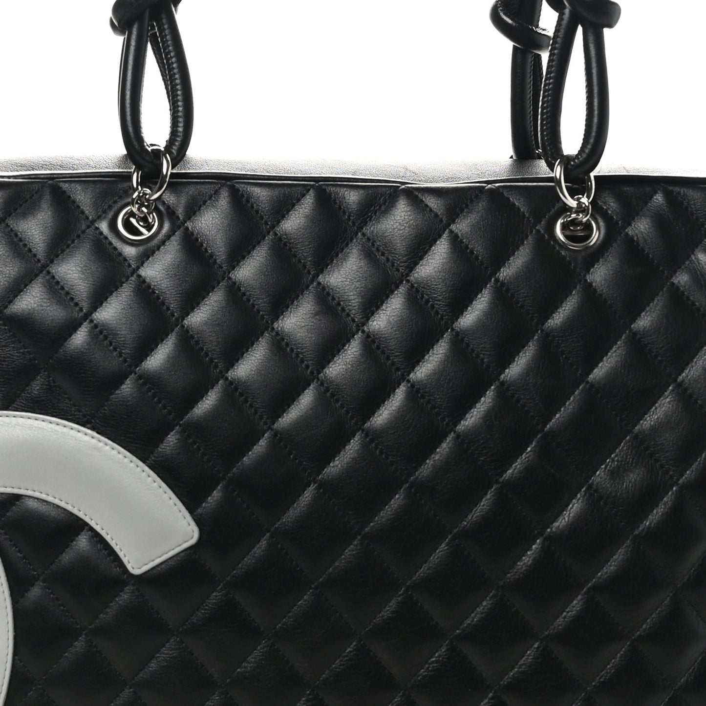 Calfskin Quilted Jumbo Cambon Bowler Black Grey