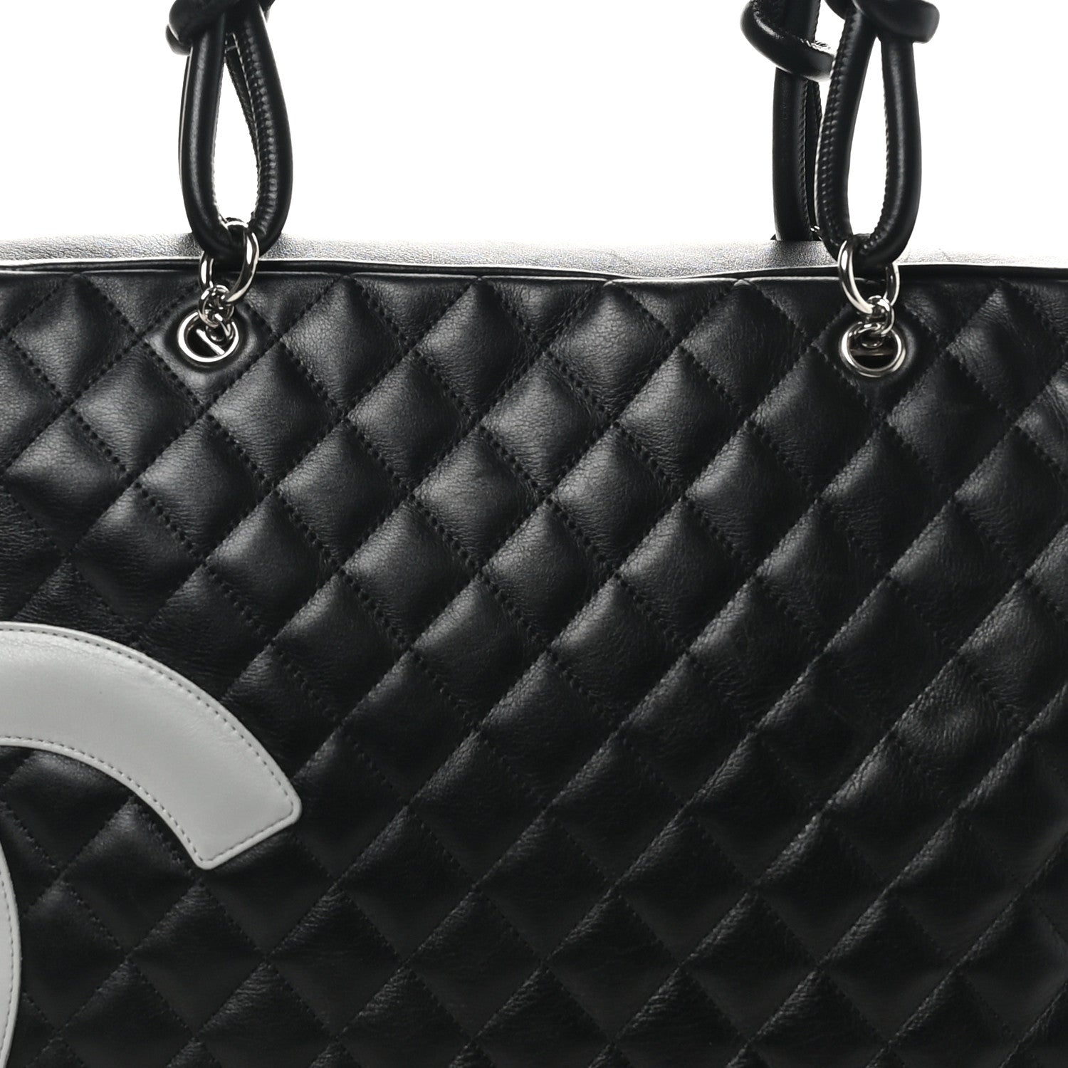 Chanel Calfskin Quilted Jumbo Cambon Bowler Black Grey 8 of 13