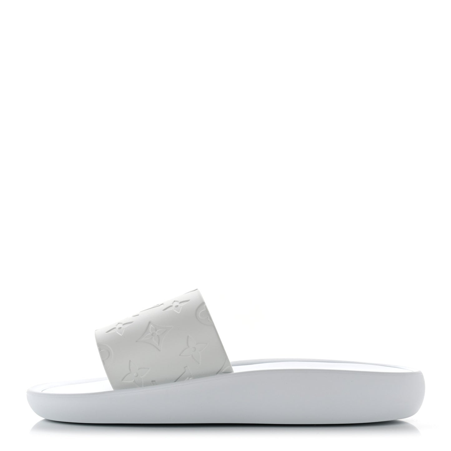 Rubber Monogram Embossed Sunbath Flat Mule 40 White