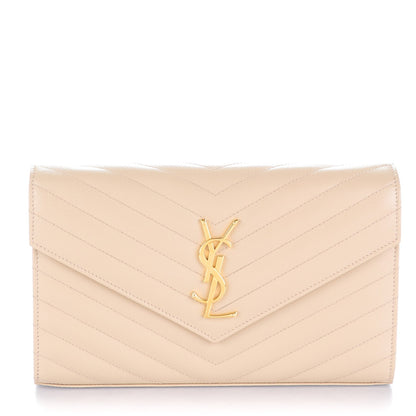 Saint Laurent Grain De Poudre Matelasse Chevron Monogram Chain Wallet Powder 1 of 7