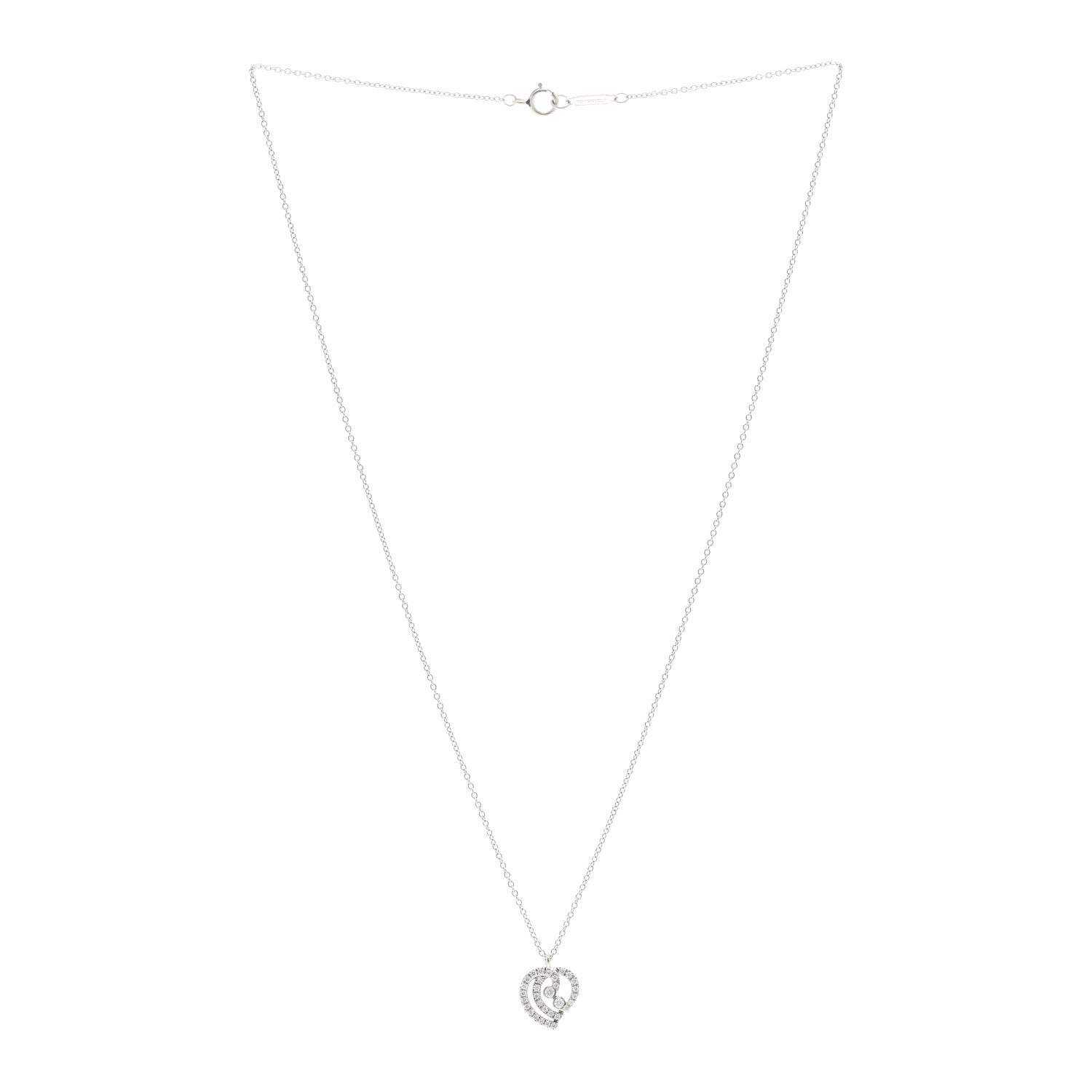 Tiffany Platinum Diamond Enchant Heart Pendant Necklace 3 of 4