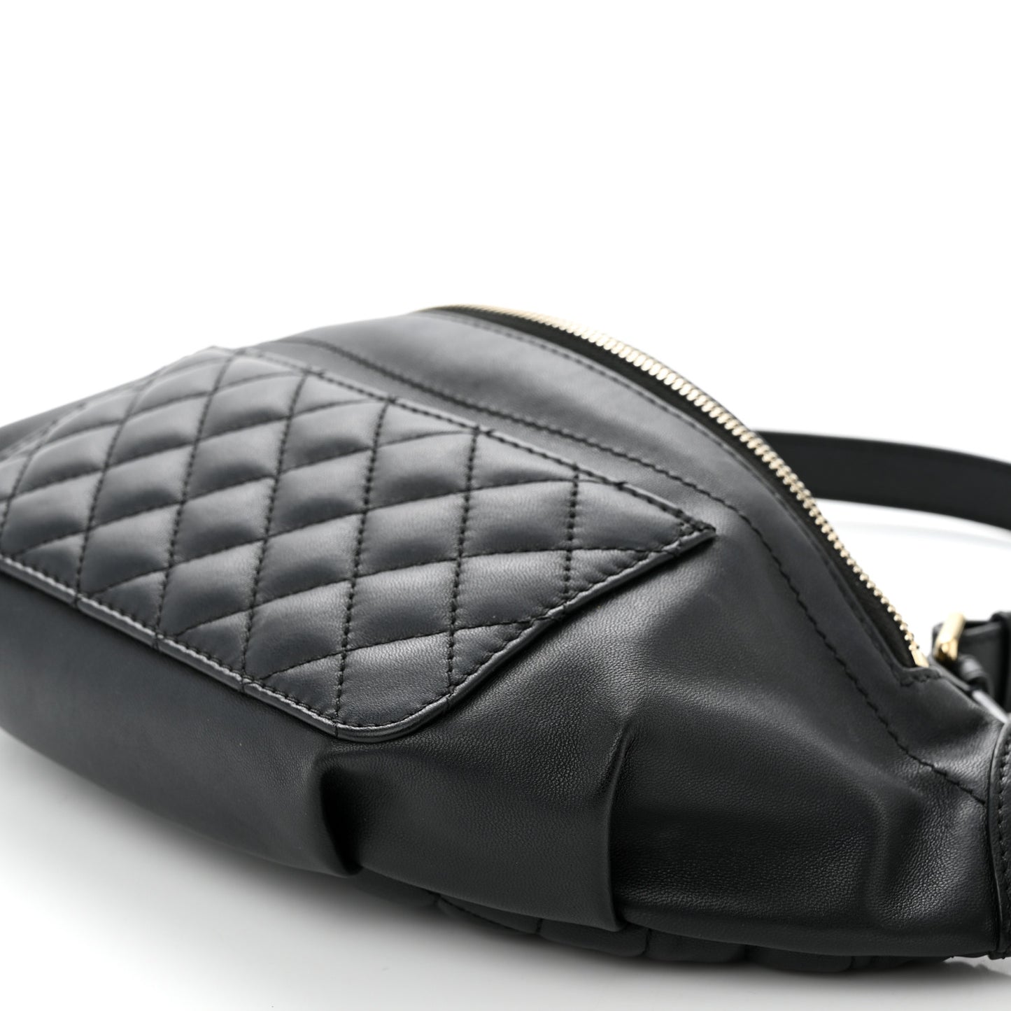Lambskin Quilted Waist Bag Fanny Pack Black