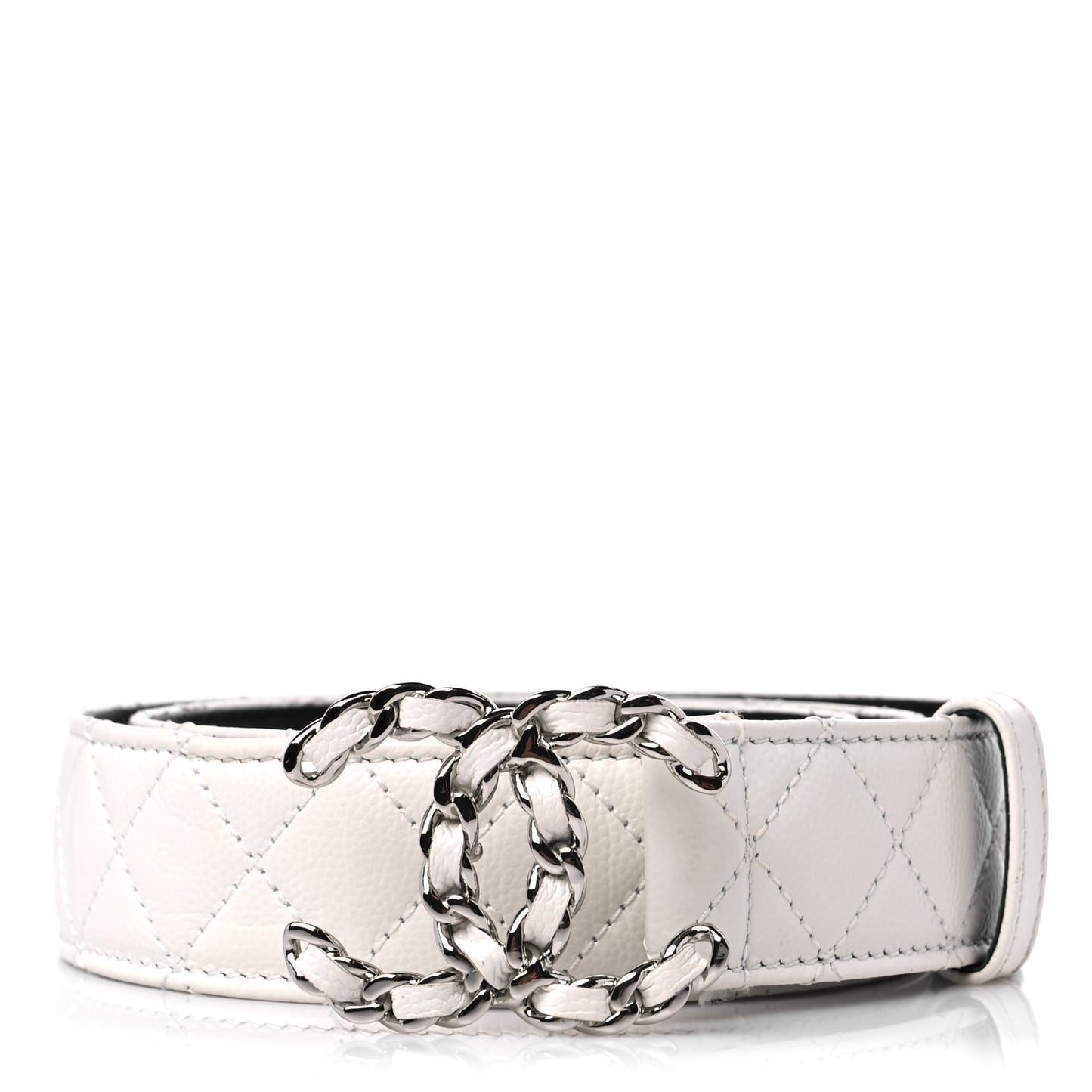 Caviar Quilted CC Chain Belt 80 32 White