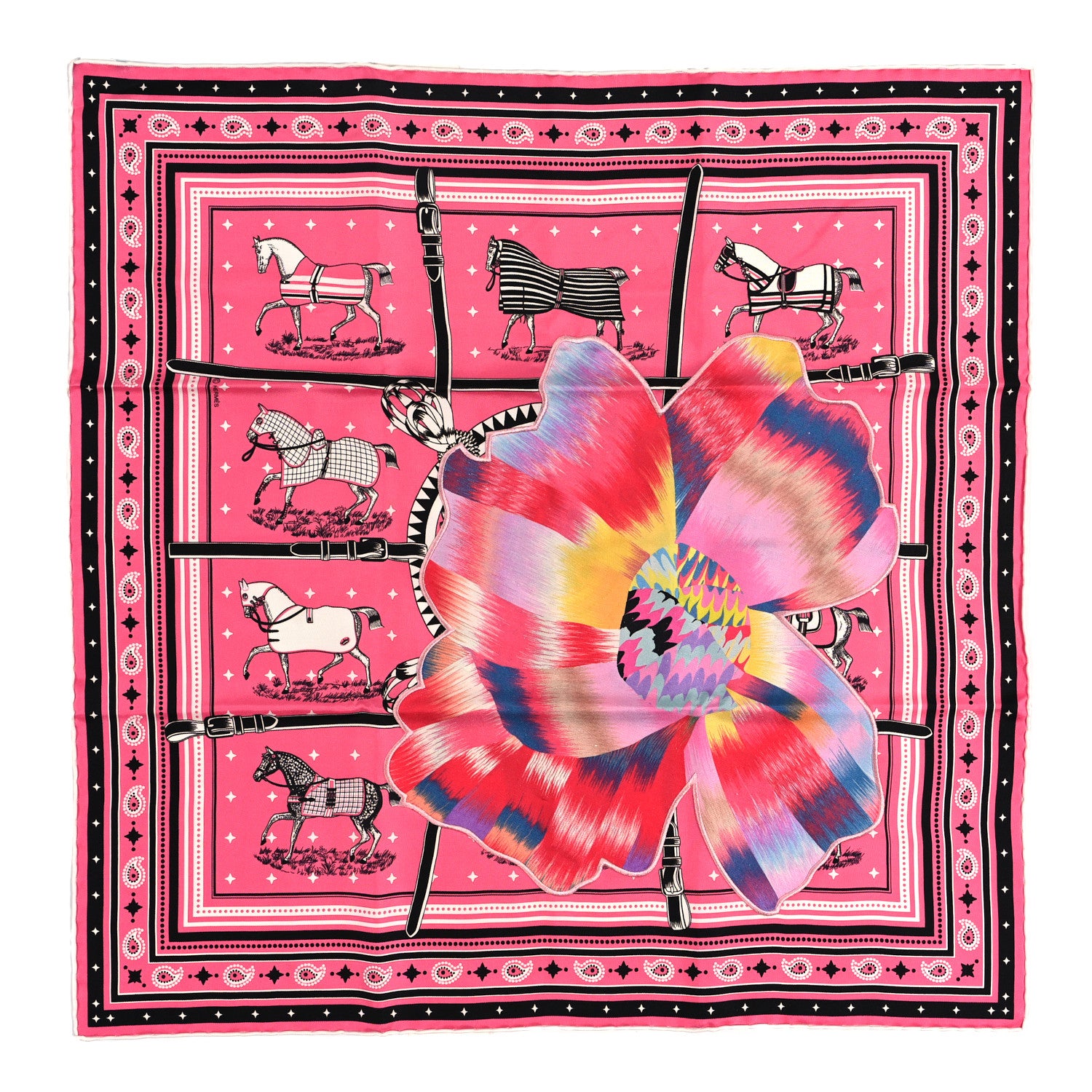 Hermes Silk Couvertures Et Tenues De Jour Bandana 70 Rose 1 of 3