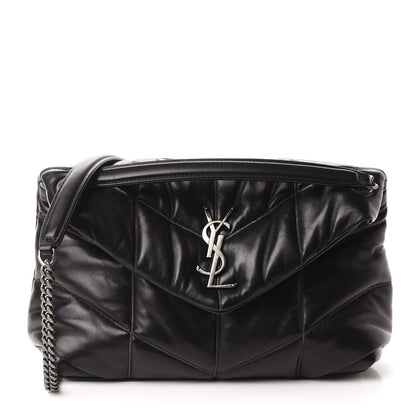 Saint Laurent Lambskin Quilted Small Loulou Puffer Monogram Chain Satchel Black 1 of 11