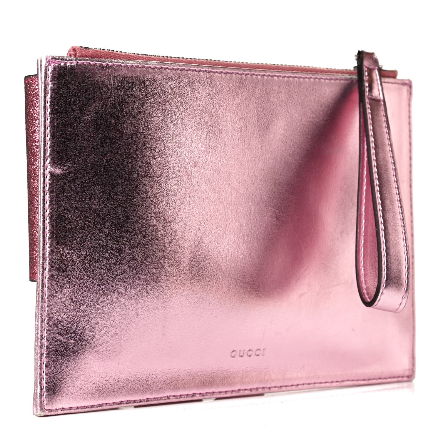 Gucci Calfskin Glitter Bow Wristlet Pink Rose 3 of 16