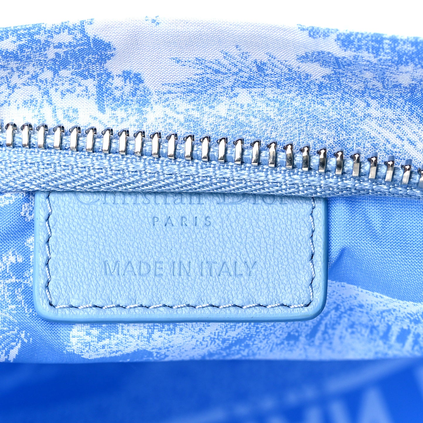 Reverse Technical Fabric Toile De Jouy Diortravel Zipped Pouch Fluorescent Blue