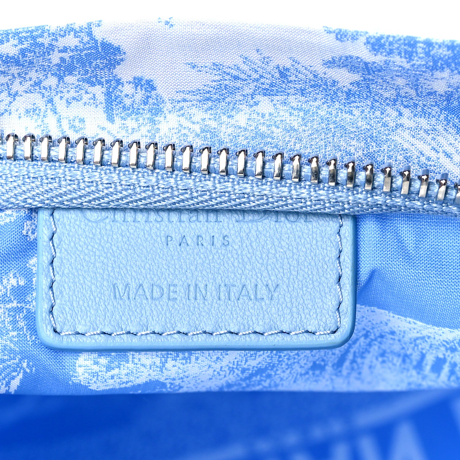 Christian Dior Reverse Technical Fabric Toile De Jouy Diortravel Zipped Pouch Fluorescent Blue 6 of 10