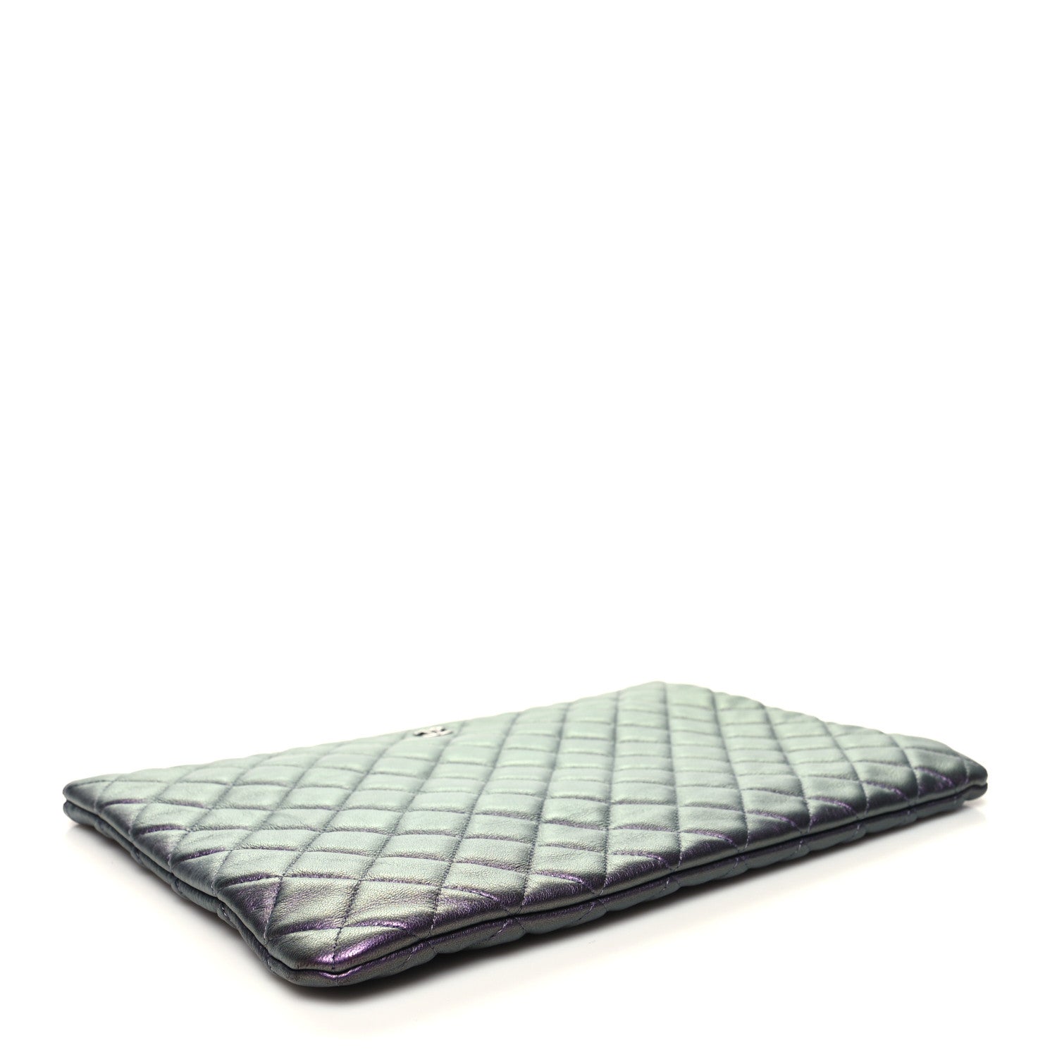 Chanel Iridescent Lambskin Quilted Large Cosmetic Case Purple Purple 4 of 11