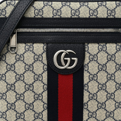 Gucci GG Supreme Monogram Textured Dollar Calfskin Web Small Ophidia Messenger Bag Beige Blue 8 of 10
