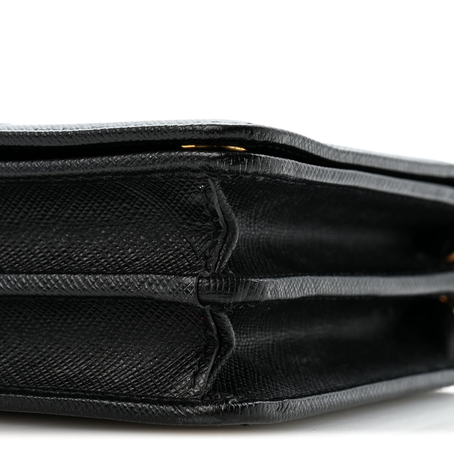 Saffiano Lux Monochrome Chain Wallet Black
