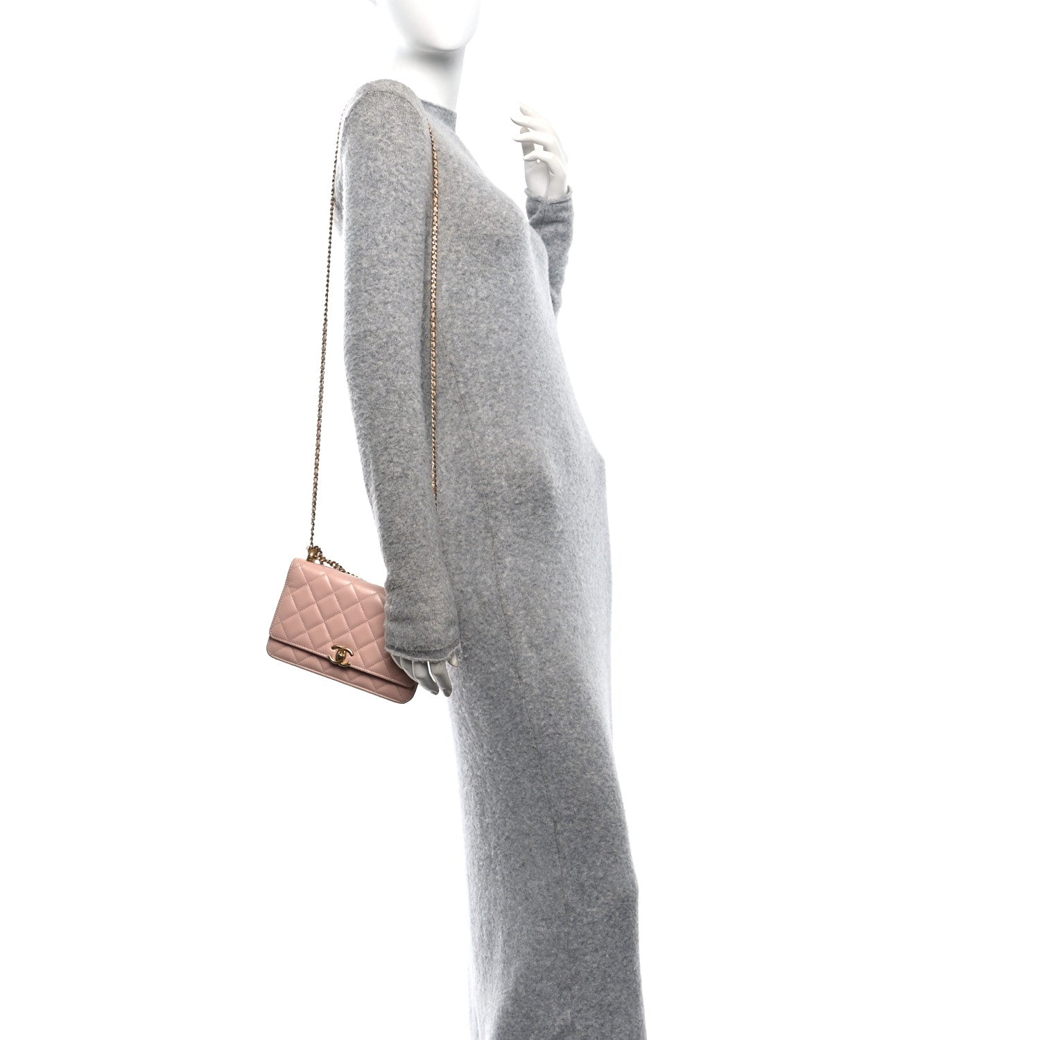 Chanel Calfskin Quilted Perfect FIt Wallet On Chain WOC Light Pink 2 of 12