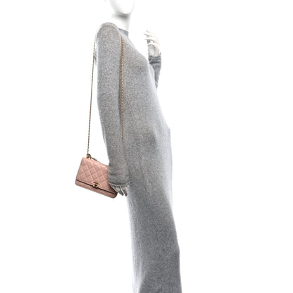 Chanel Calfskin Quilted Perfect FIt Wallet On Chain WOC Light Pink 2 of 12