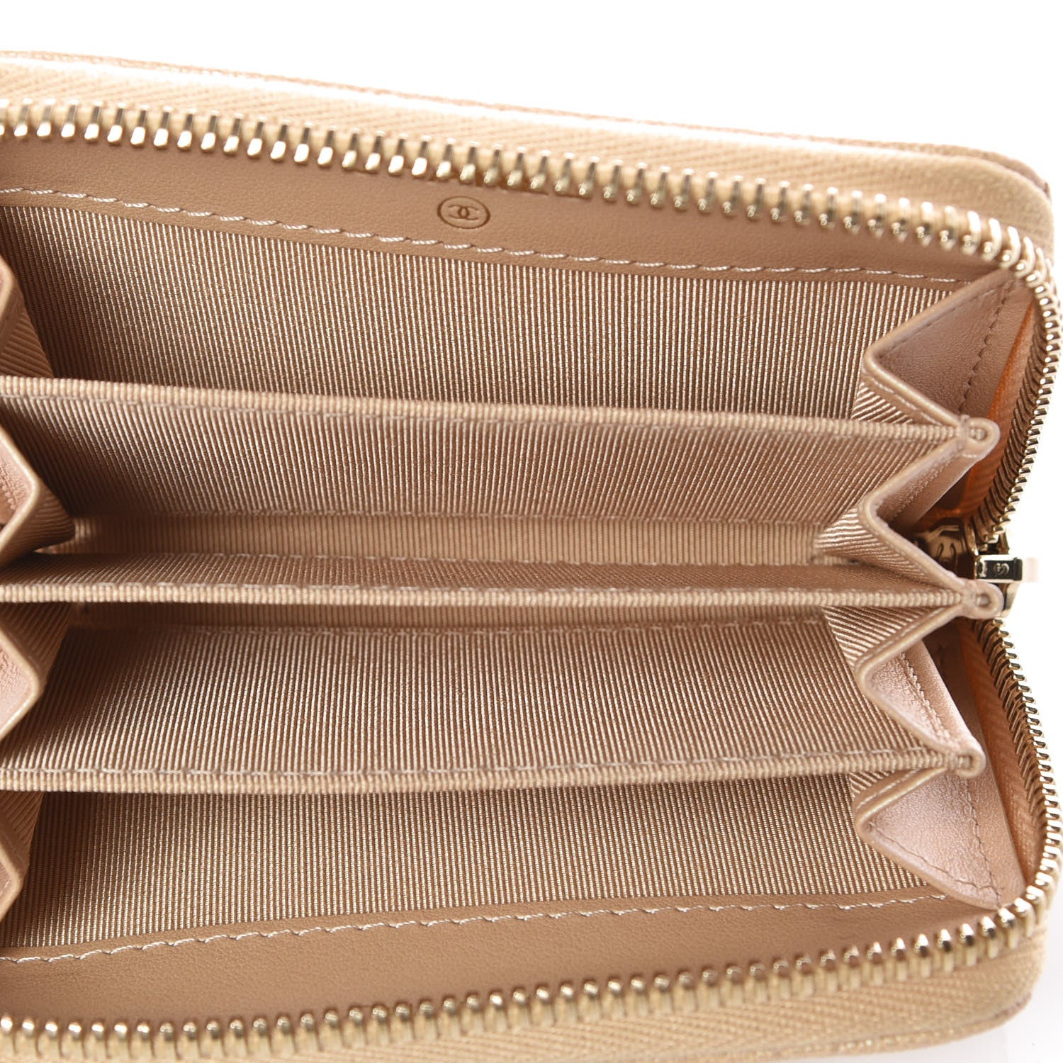 Chanel Iridescent Caviar Quilted Zip Card Holder Beige 5 of 9