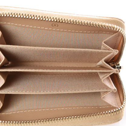 Chanel Iridescent Caviar Quilted Zip Card Holder Beige 5 of 9