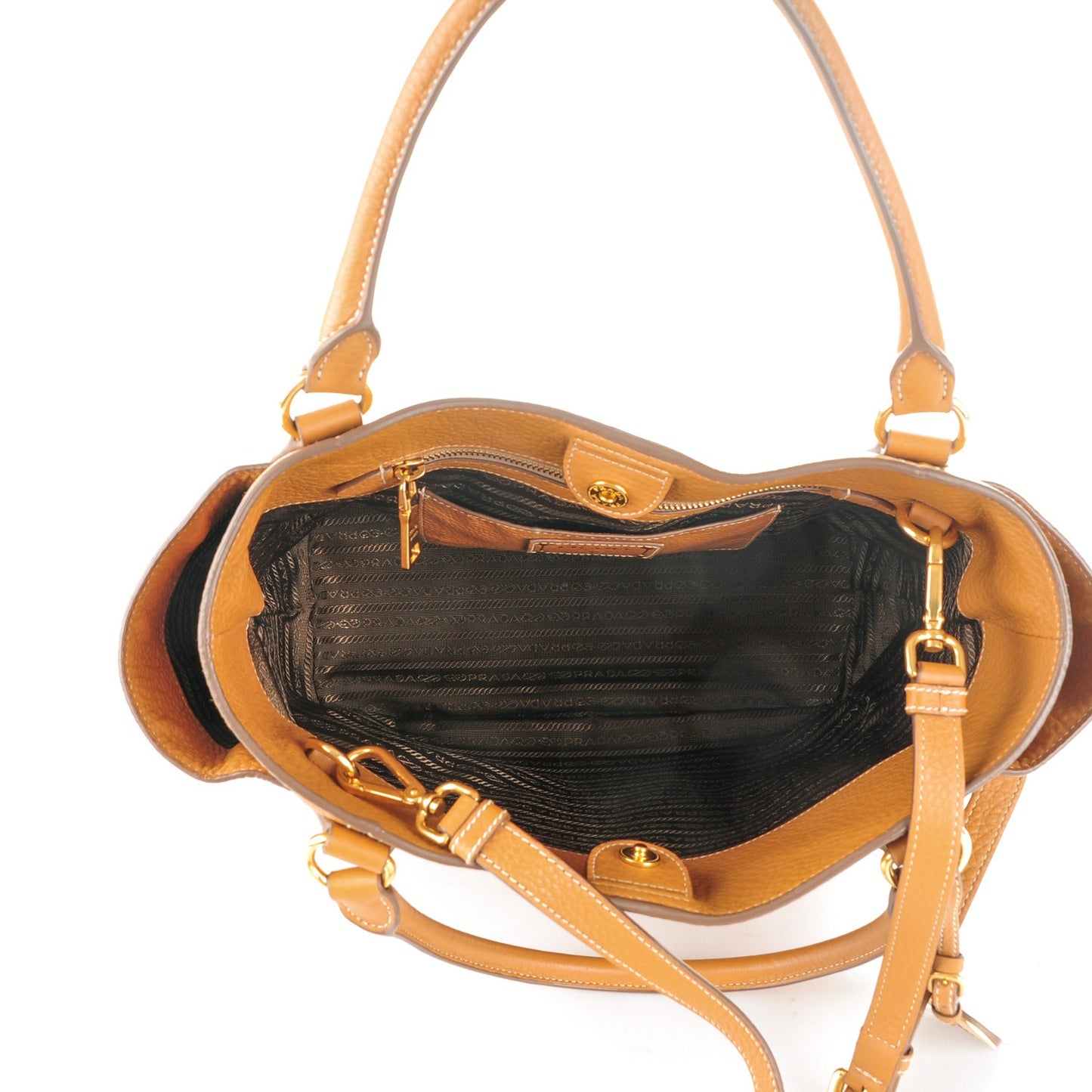 Vitello Daino Side Pocket Tote Caramel