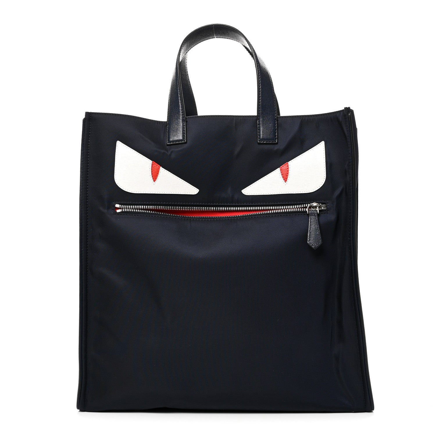 Fendi Nylon Vitello Elite Monster Eyes Tote Blue Scuro White Multicolor 1 of 10