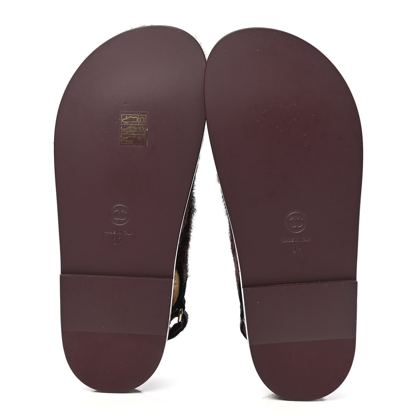 Calfskin Hair Suede Shearling Dad Sandals 37 Burgundy Black