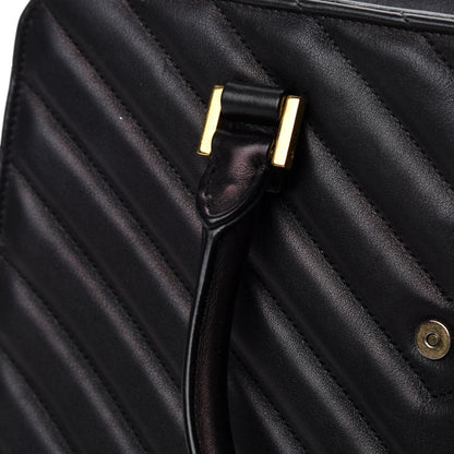 Saint Laurent Calfskin Matelasse Chevron Small Monogram Cabas Black 11 of 14