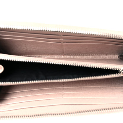 Saint Laurent Grain De Poudre Matelasse Chevron Monogram Zip Around Wallet Pink White 5 of 12