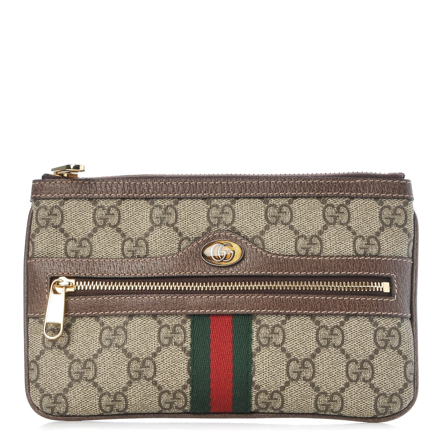 GG Supreme Monogram Web Small Ophidia Pouch Clutch Beige New Acero