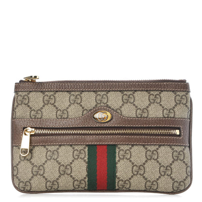 Gucci GG Supreme Monogram Web Small Ophidia Pouch Clutch Beige New Acero 1 of 8