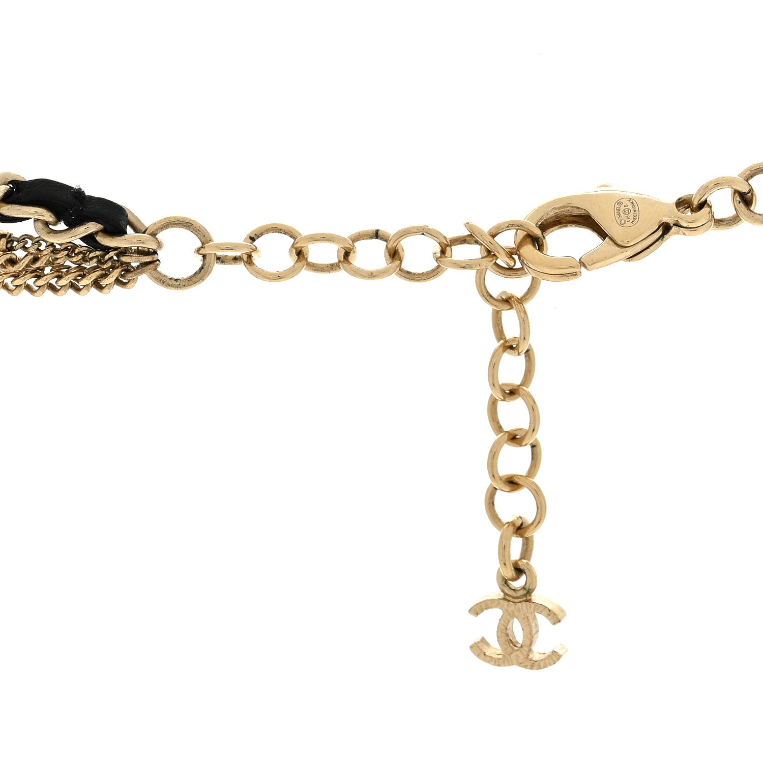 Chanel Pearl Crystal Lambskin CC Short Multi Strand Necklace Gold Black 4 of 5