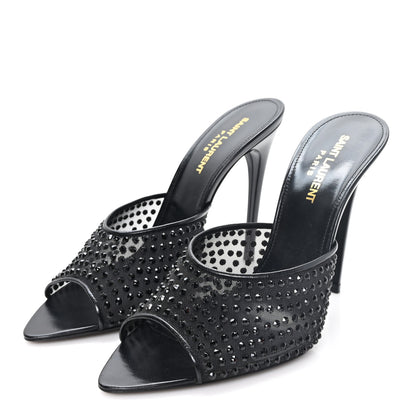 Saint Laurent Tulle Strass Gippy 110 Mule Sandals 38.5 Black 4 of 8