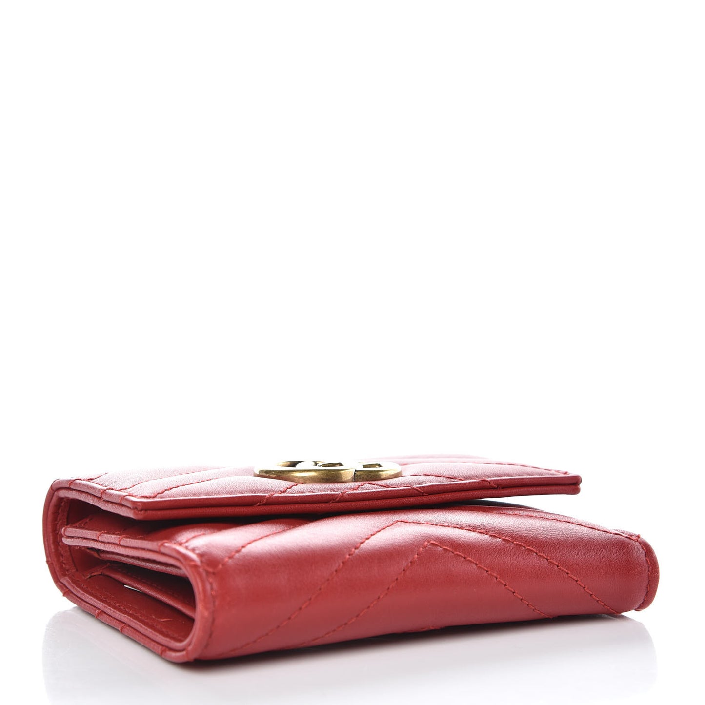Calfskin Matelasse GG Marmont Wallet Hibiscus Red