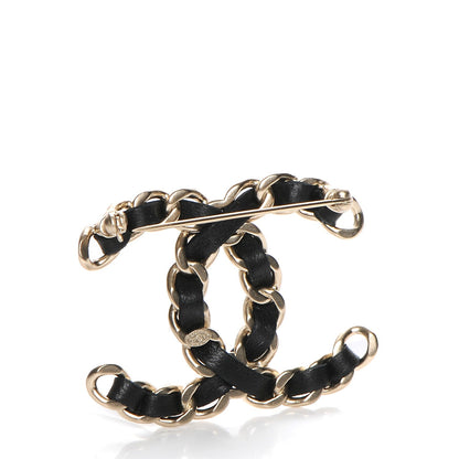 Chanel Lambskin Chain CC Brooch Black Gold 3 of 5