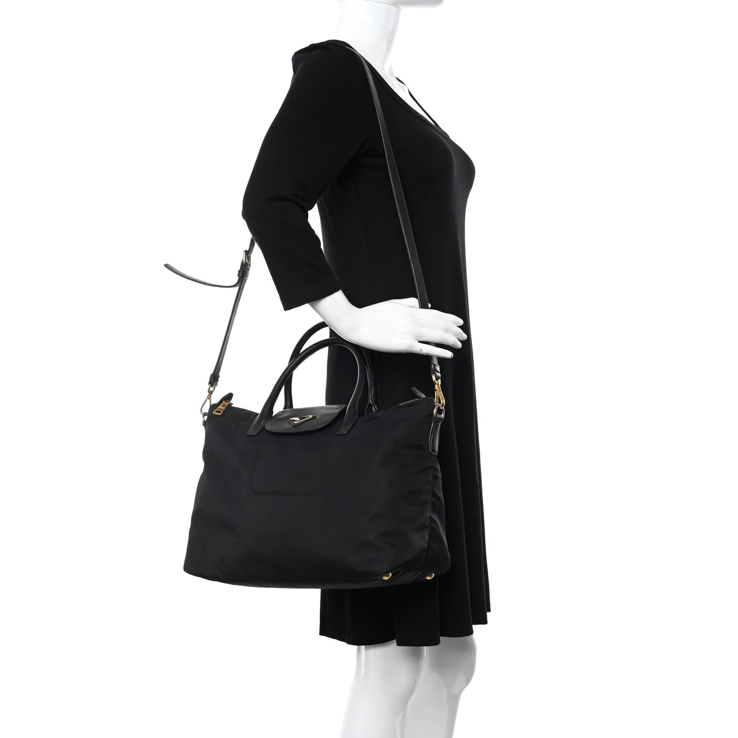 Tessuto Nylon Saffiano Tote Black