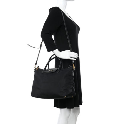 Prada Tessuto Nylon Saffiano Tote Black 2 of 13