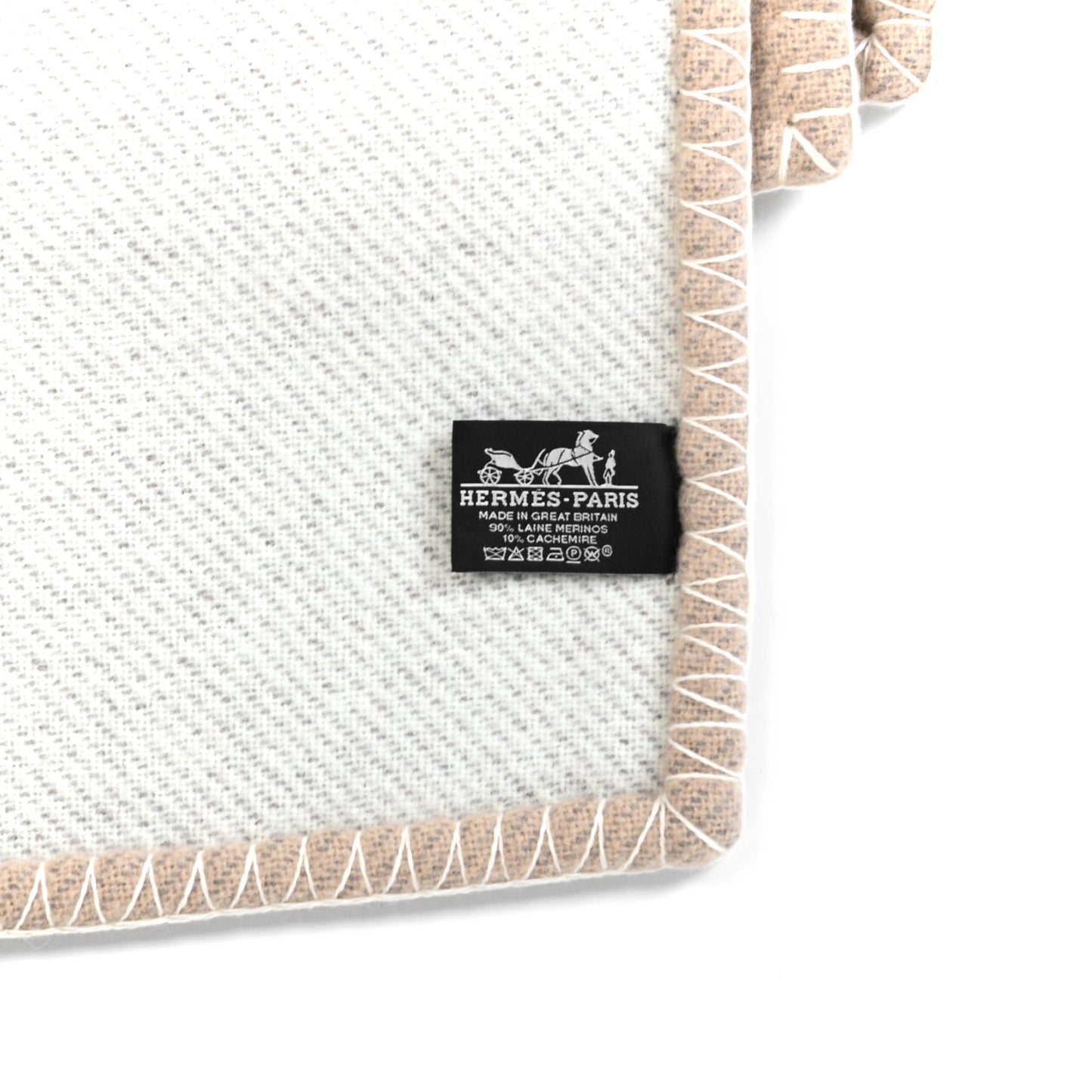 Wool Cashmere H Casaque Blanket Sable Ecru