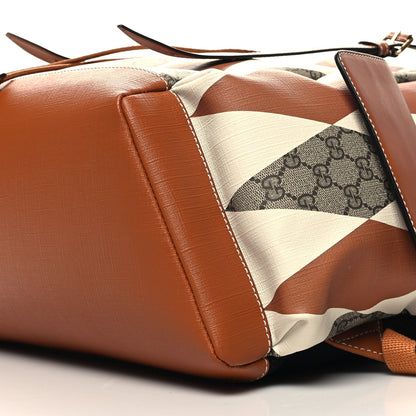 Gucci GG Supreme Monogram Calfskin Rhombus Print Medium Ophidia Double Buckle Backpack Beige Ebony Mystic White Hazel Brown 10 of 10