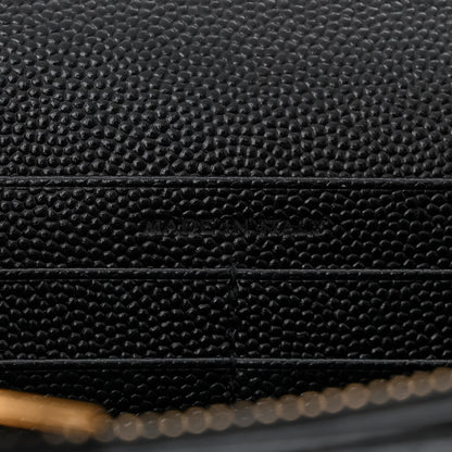 Saint Laurent Grain De Poudre Matelasse Chevron Monogram Chain Wallet Black 8 of 14