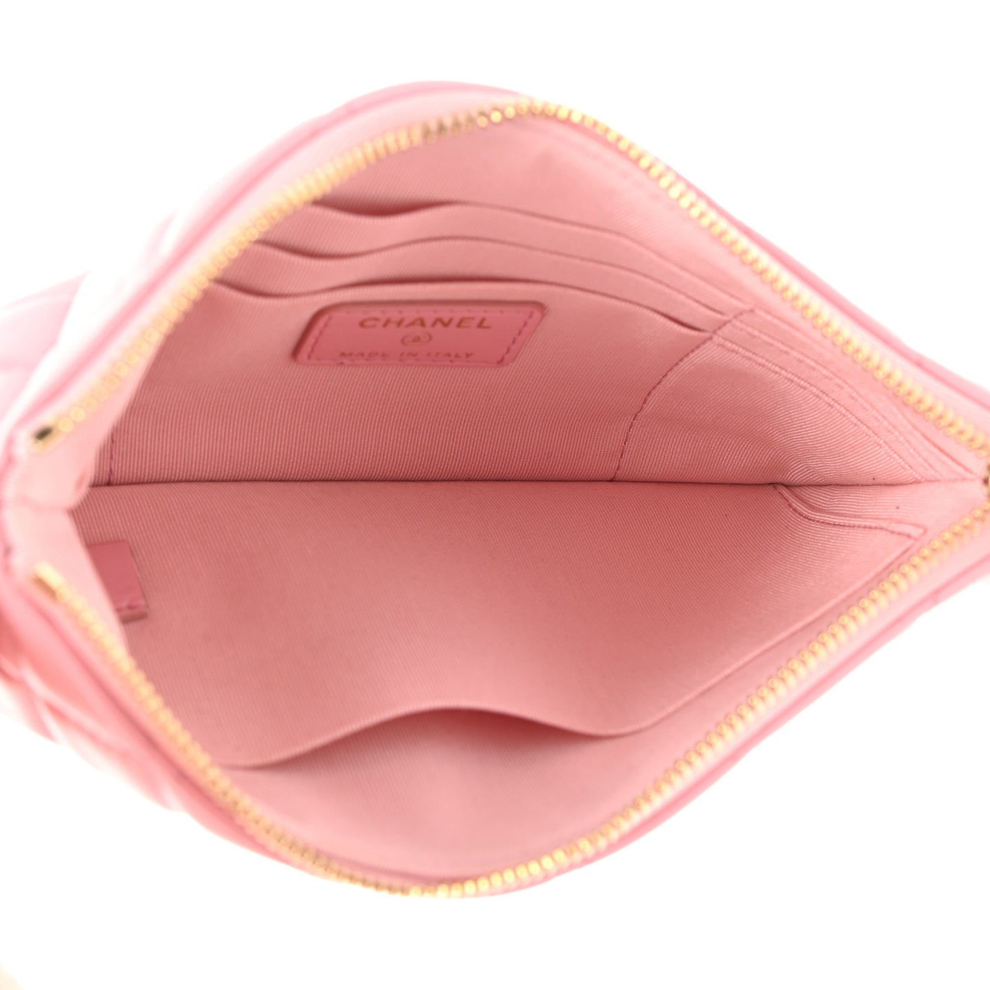 Lambskin Quilted Cosmetic Case Pink