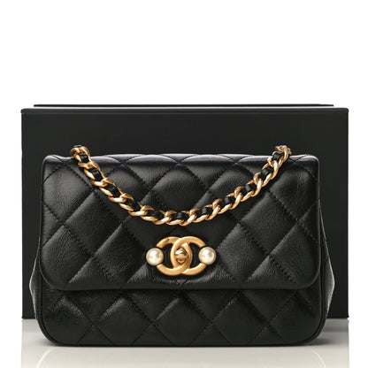 Chanel Calfskin Quilted Mini Pearl Flap Bag Black 15 of 15