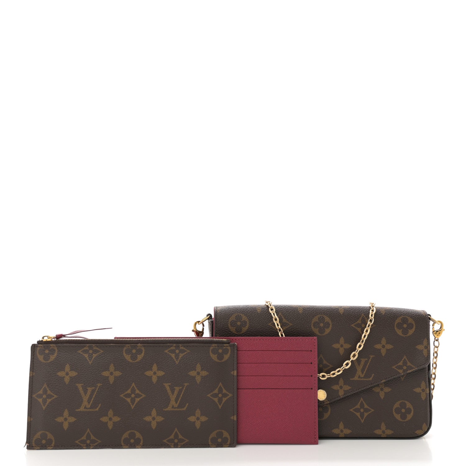 Louis Vuitton Monogram Pochette Felicie Chain Wallet Fuchsia 3 of 13