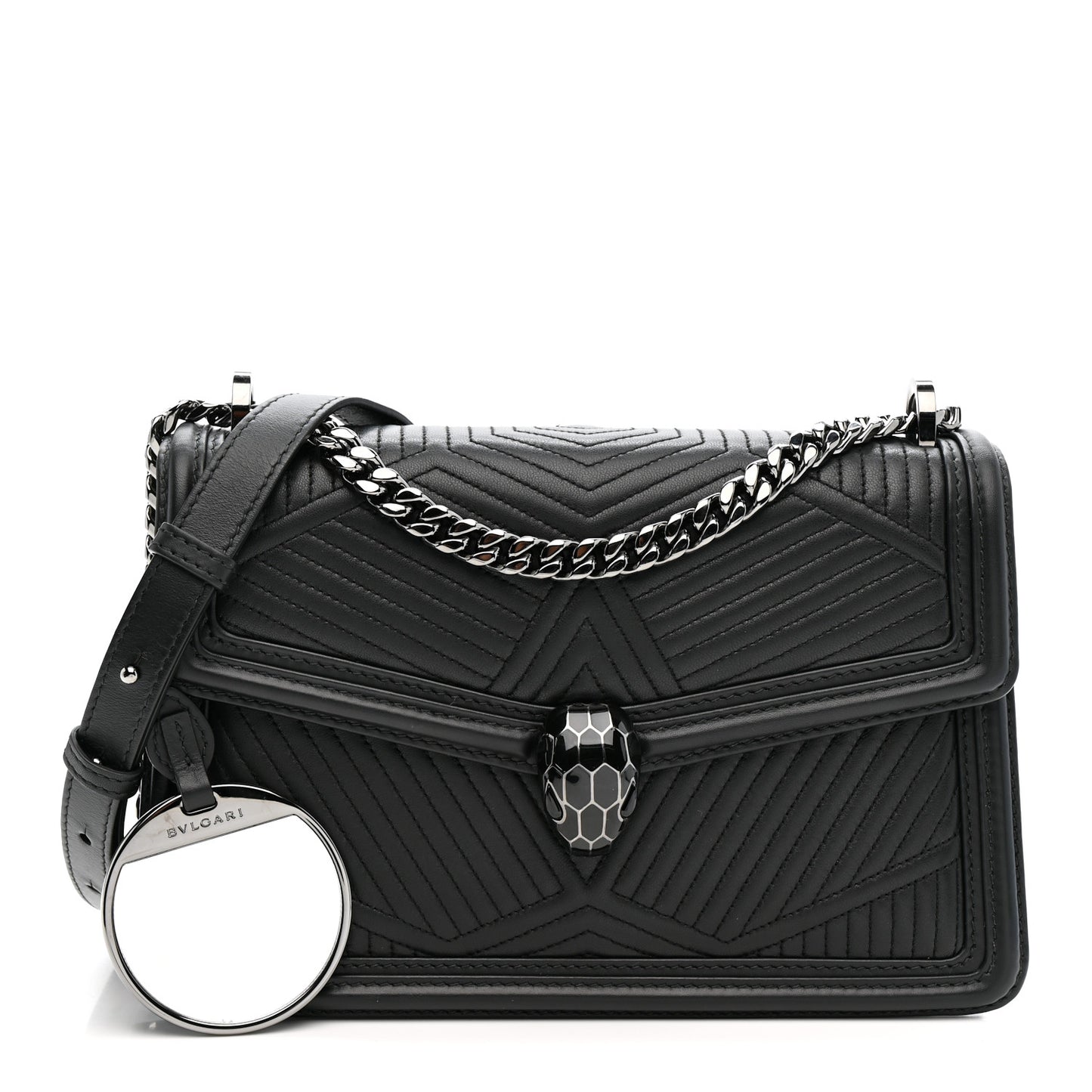 Quilted Nappa Smooth Calfskin Serpenti Forever Diamond Blast Shoulder Bag Black