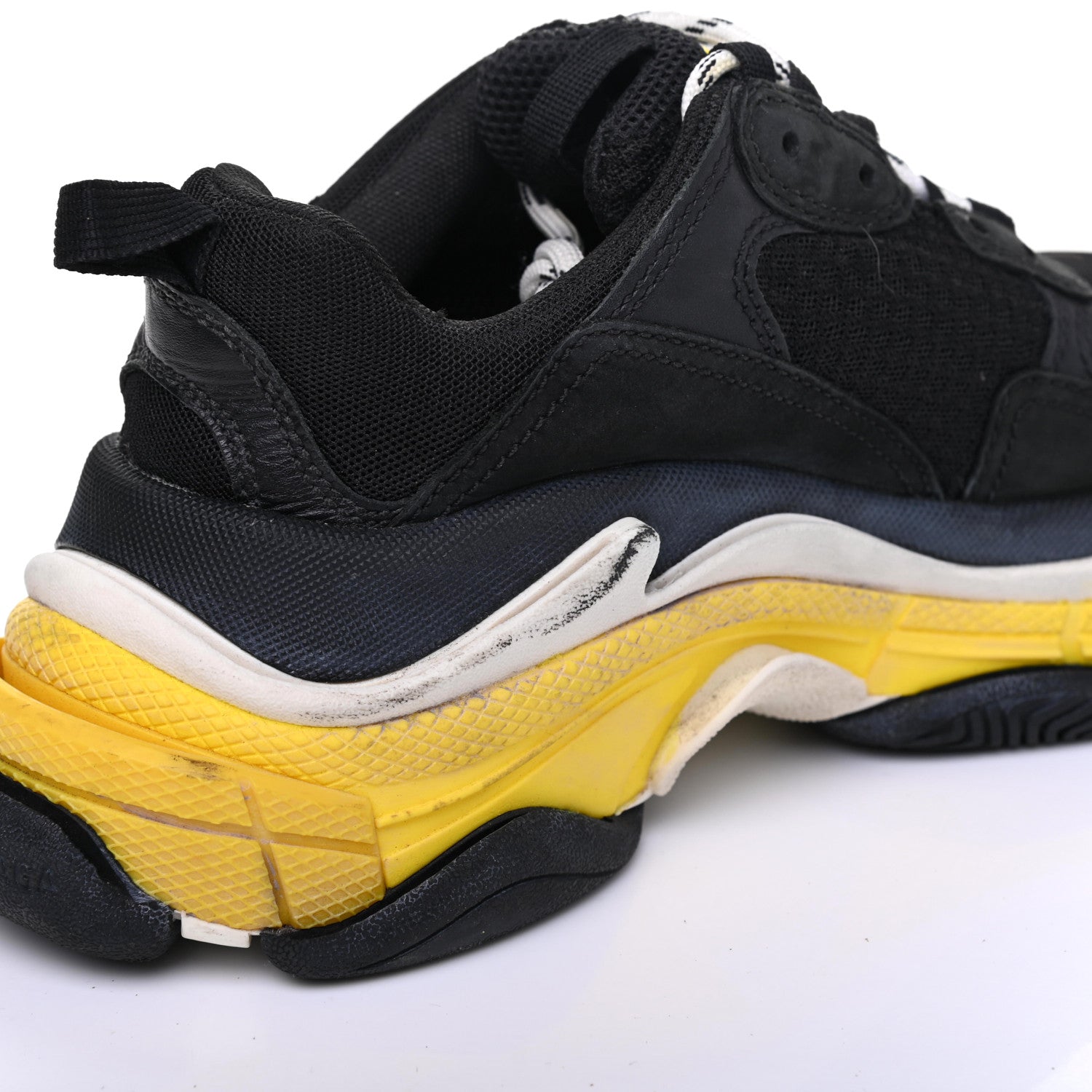 Balenciaga Fabric Mesh Womens Triple S Sneakers 37 Black Yellow 9 of 24