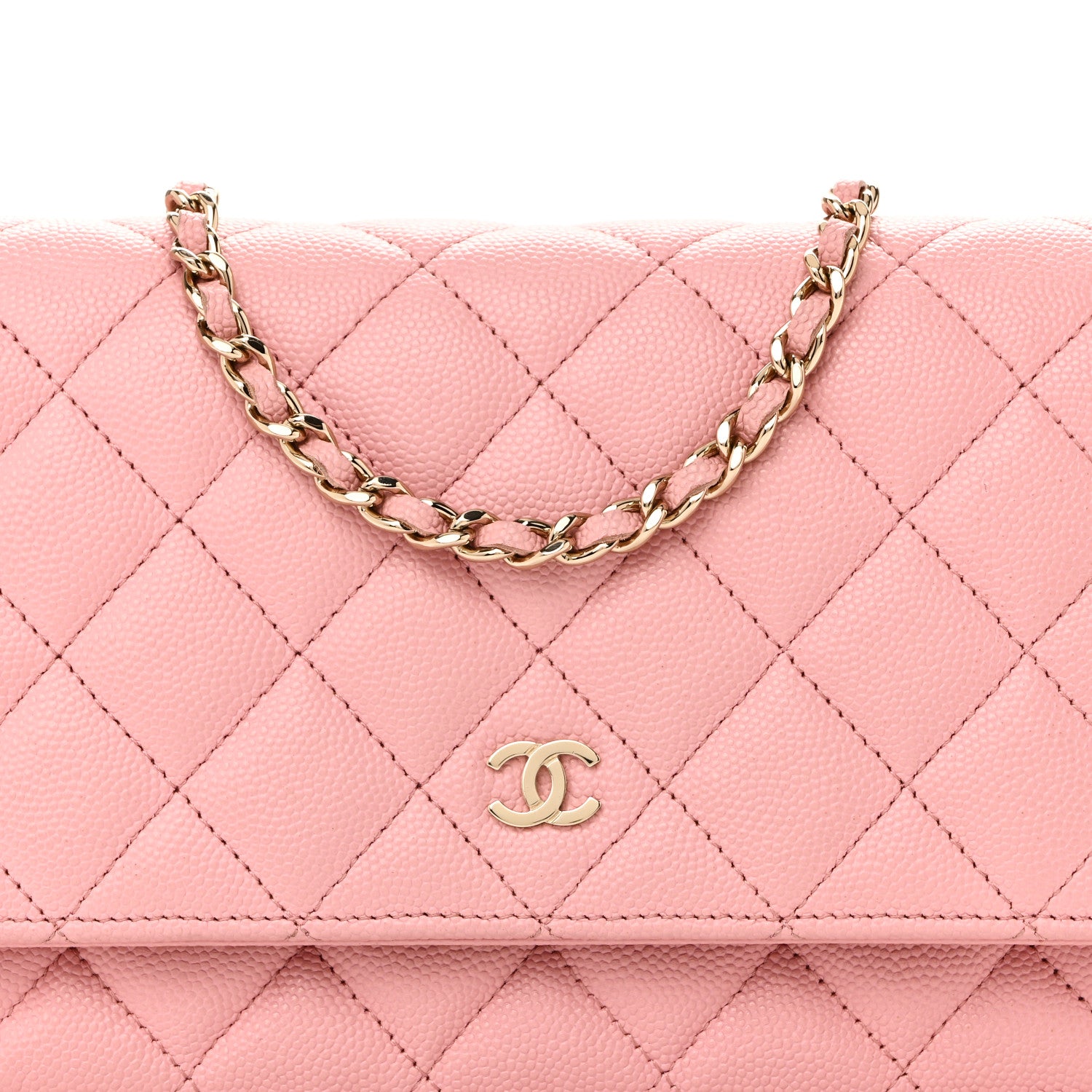 Chanel Caviar Quilted Wallet on Chain WOC Light Pink 9 of 12