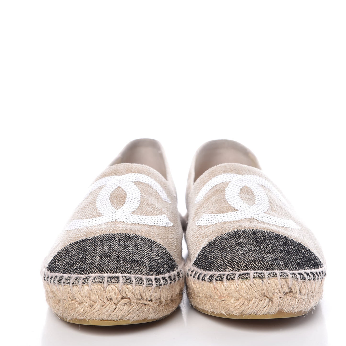 Toile Sequin CC Espadrilles 39 Beige Black