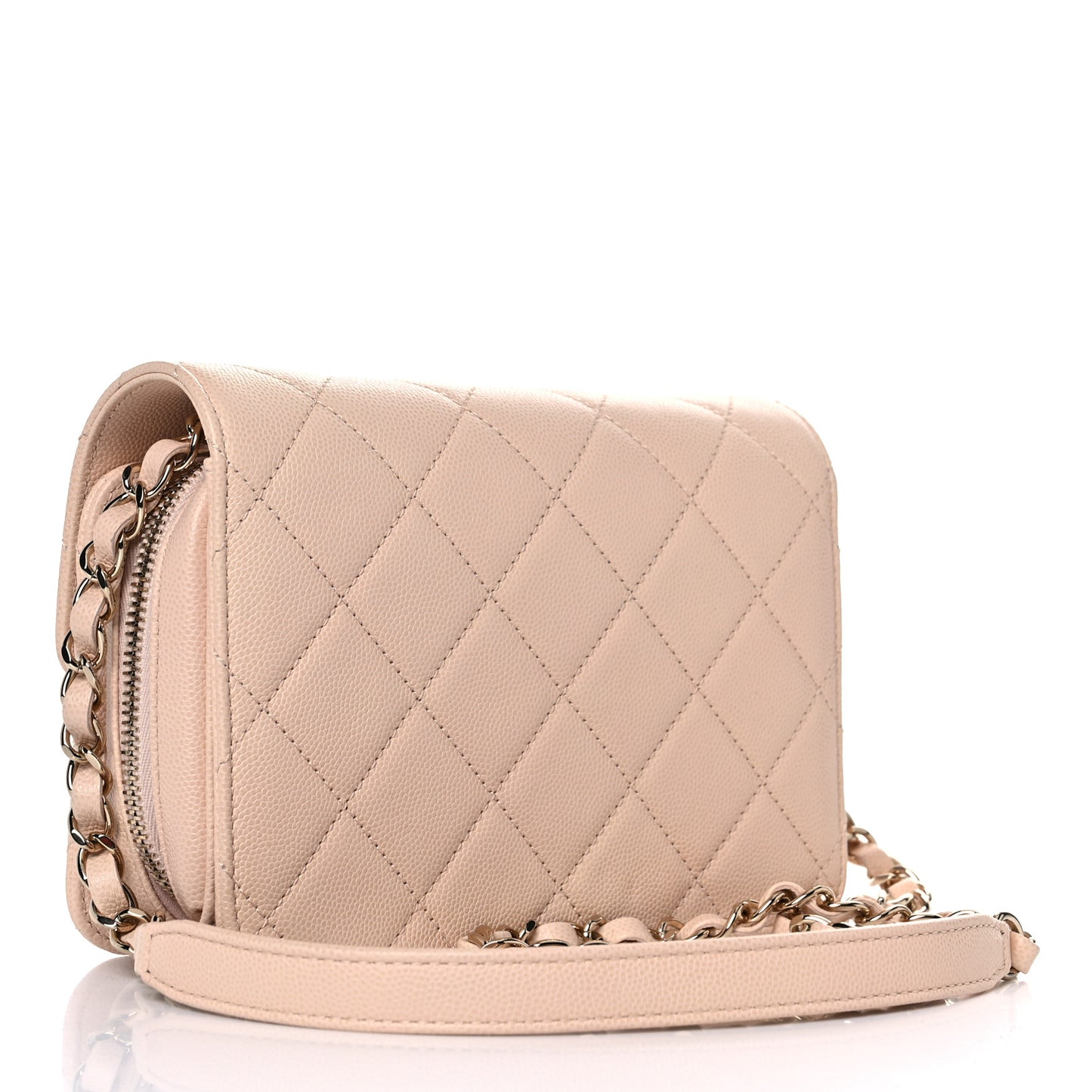 Caviar Quilted Like A Wallet Flap Light Beige