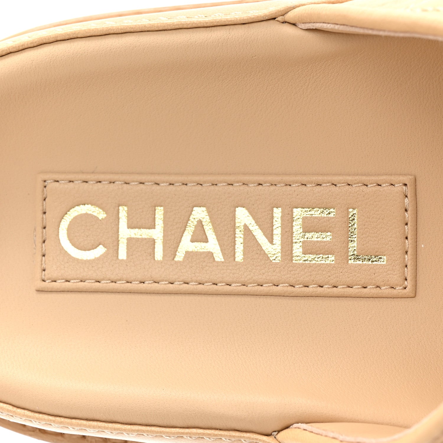 Chanel Lambskin Quilted Velcro Dad Chain CC Slide Sandals 38 Beige 7 of 8