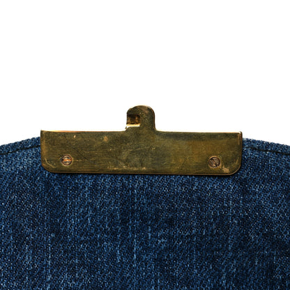 Miu Miu Denim Crystal Embellished Grommet Biker Shoulder Bag Blue Black 9 of 10