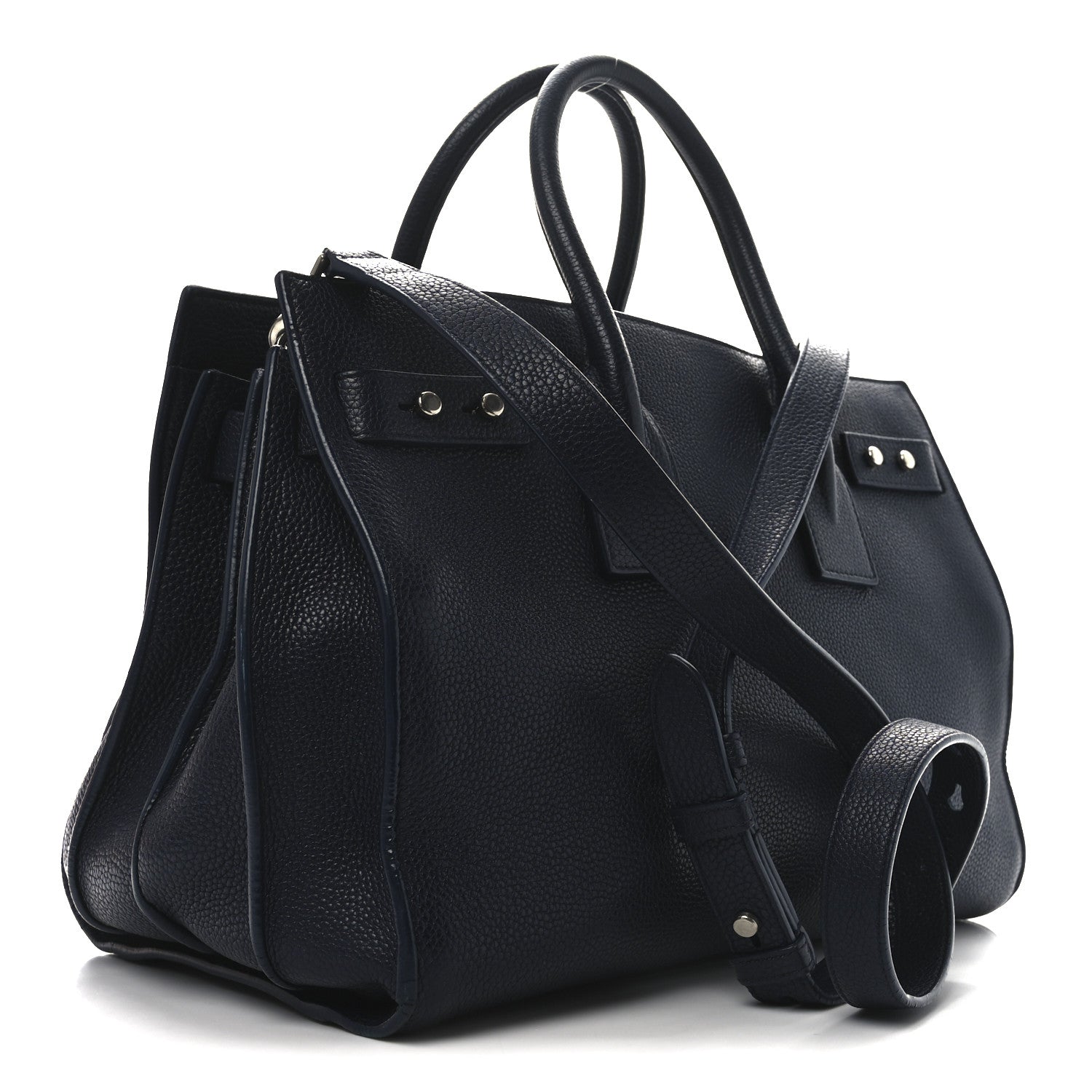 Saint Laurent Grained Calfskin Small Supple Sac De Jour Navy 3 of 9